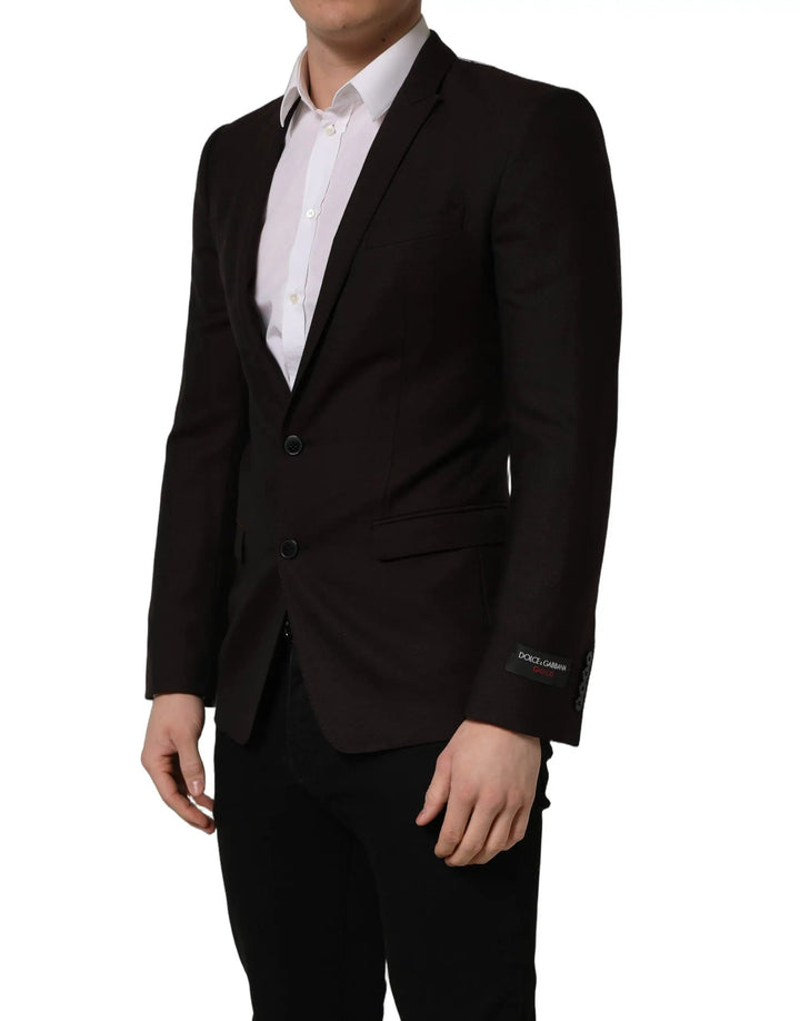 Dolce &amp; Gabbana Sample Sale | Dolce &amp; Gabbana Brown Wool GOLD Single Breasted Men Jacket - | Designer outlet