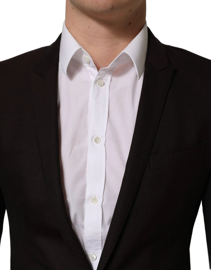 Dolce &amp; Gabbana Sample Sale | Dolce &amp; Gabbana Brown Wool GOLD Single Breasted Men Jacket - | Designer outlet