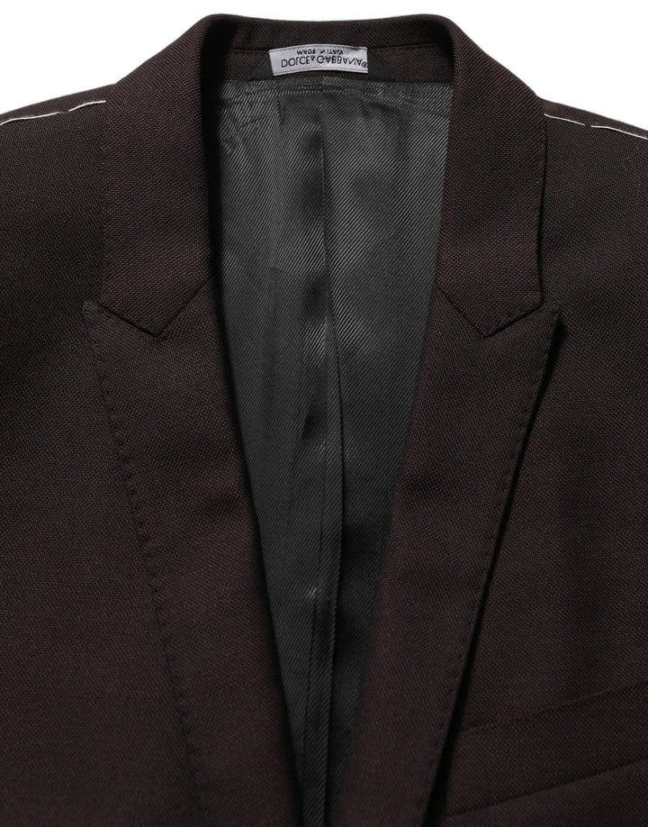 Dolce &amp; Gabbana Sample Sale | Dolce &amp; Gabbana Brown Wool GOLD Single Breasted Men Jacket - | Designer outlet