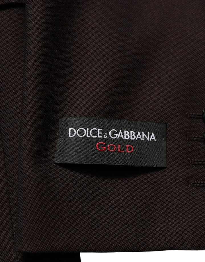 Dolce &amp; Gabbana Sample Sale | Dolce &amp; Gabbana Brown Wool GOLD Single Breasted Men Jacket - | Designer outlet