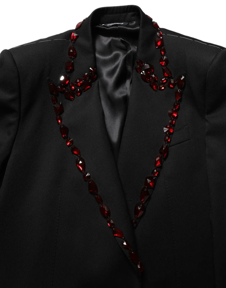 Dolce &amp; Gabbana Sample Sale | Dolce &amp; Gabbana Black Crystal Embellished Coat Blazer Jacket - | Designer outlet