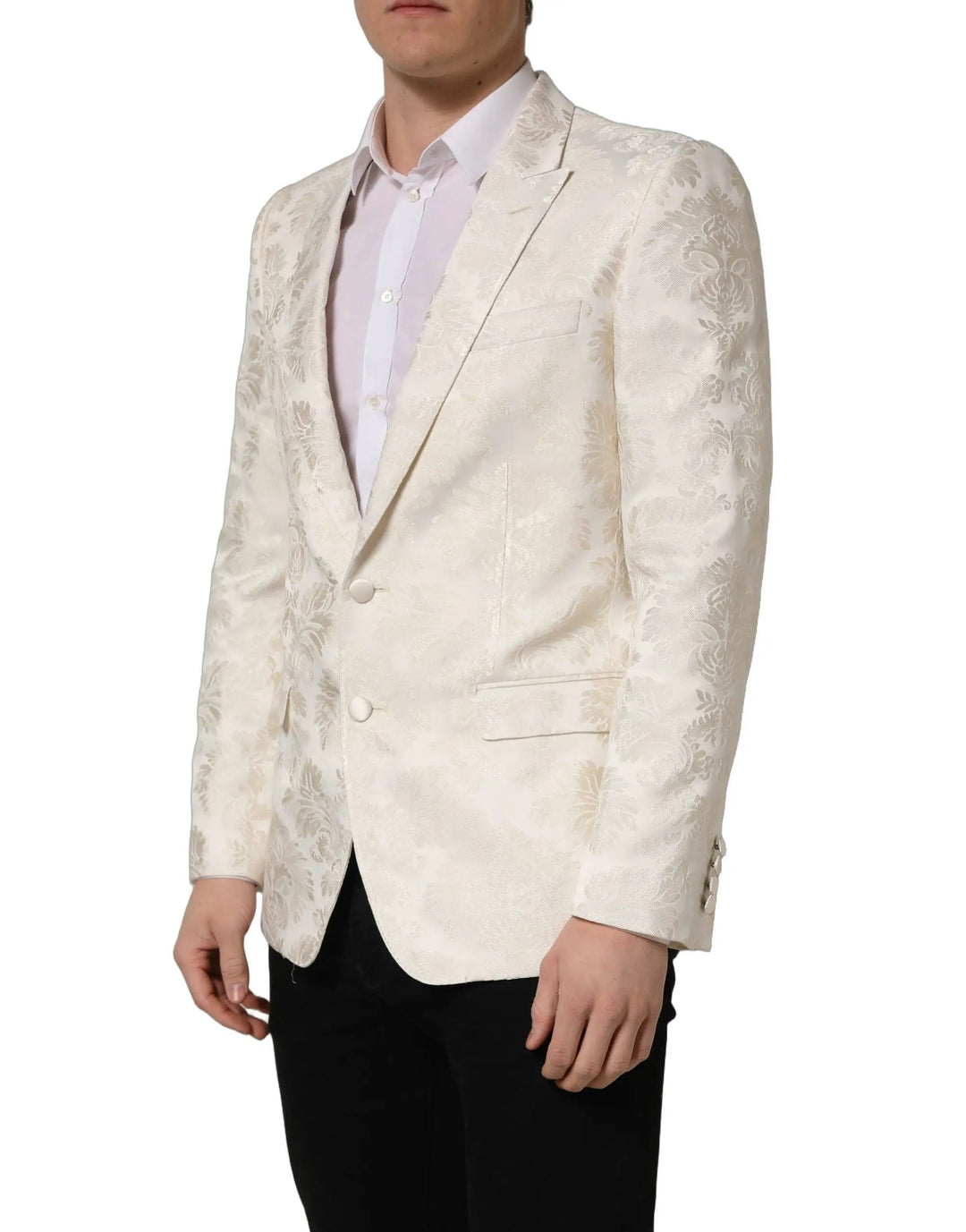 Dolce &amp; Gabbana Sample Sale | Dolce &amp; Gabbana Off White Floral Single Breasted Men Jacket - | Designer outlet