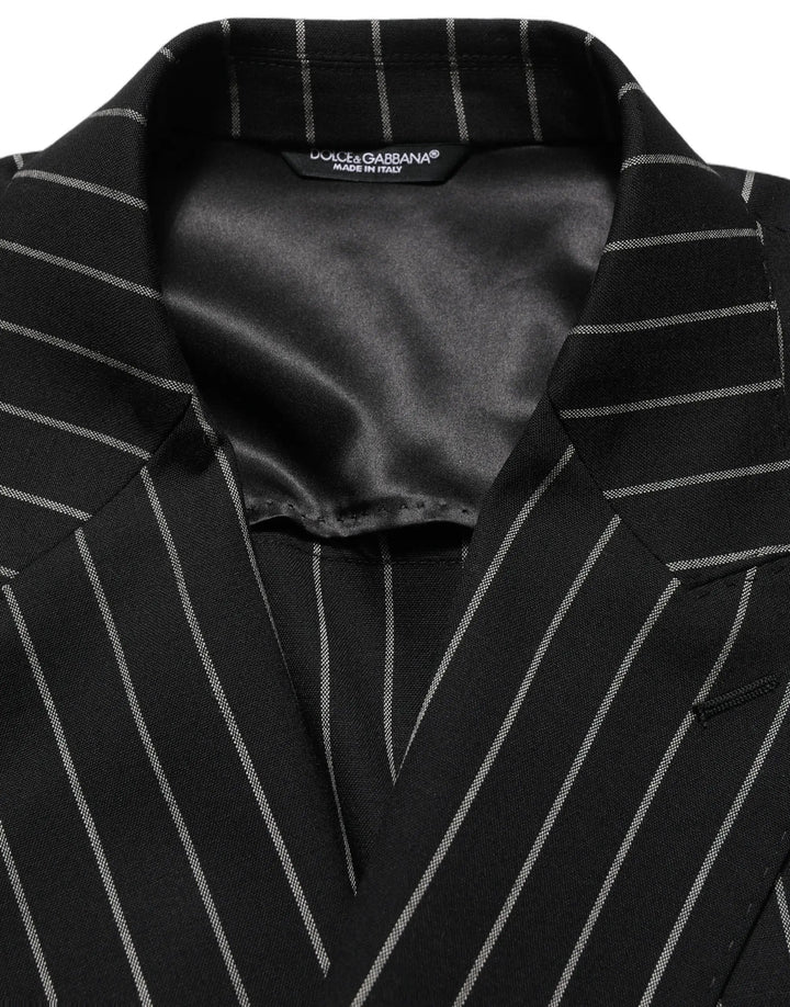 Dolce &amp; Gabbana Sample Sale | Dolce &amp; Gabbana Black Stripes Wool Double Breasted Jacket - | Designer outlet