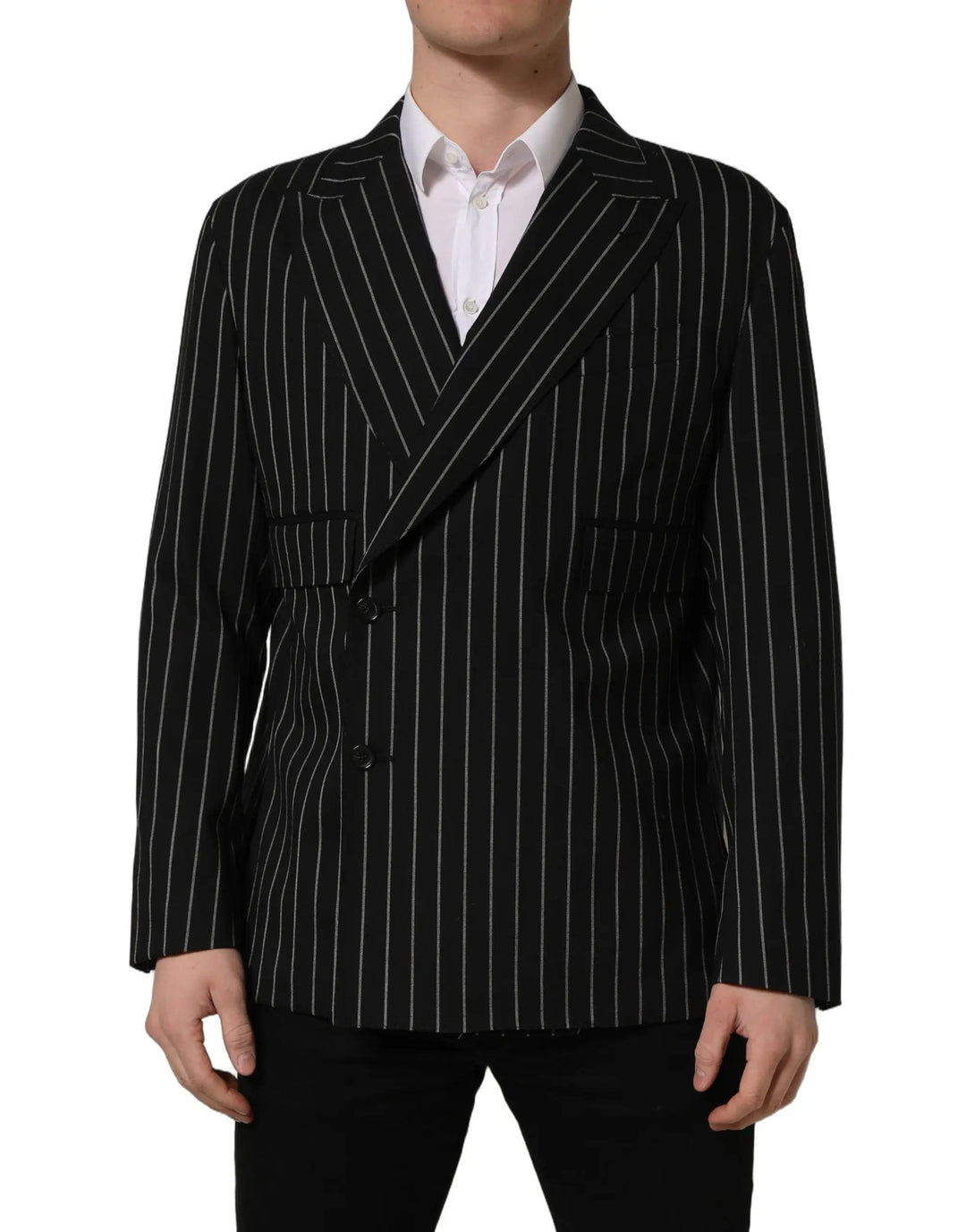 Dolce &amp; Gabbana Sample Sale | Dolce &amp; Gabbana Black Stripes Wool Double Breasted Jacket - | Designer outlet