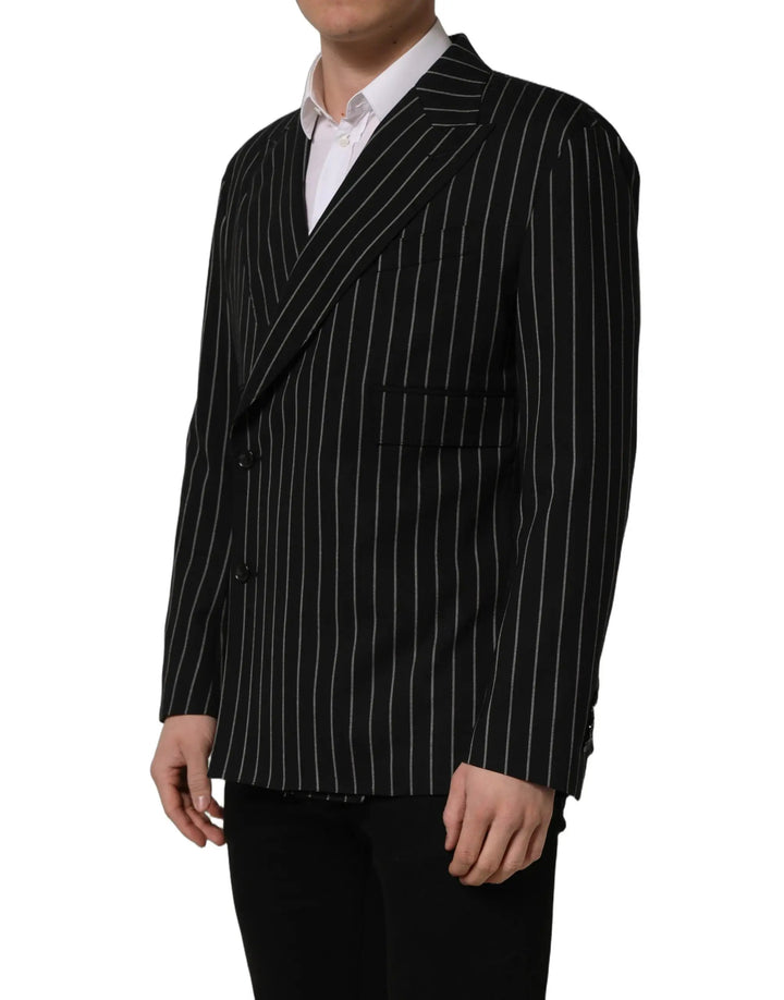 Dolce &amp; Gabbana Sample Sale | Dolce &amp; Gabbana Black Stripes Wool Double Breasted Jacket - | Designer outlet