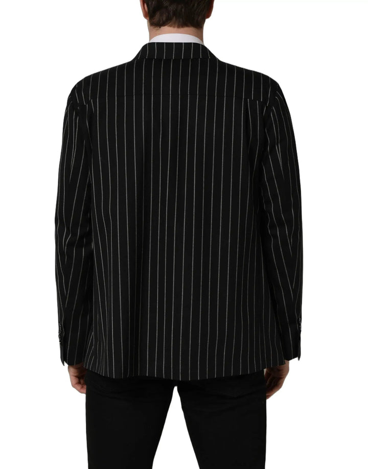 Dolce &amp; Gabbana Sample Sale | Dolce &amp; Gabbana Black Stripes Wool Double Breasted Jacket - | Designer outlet