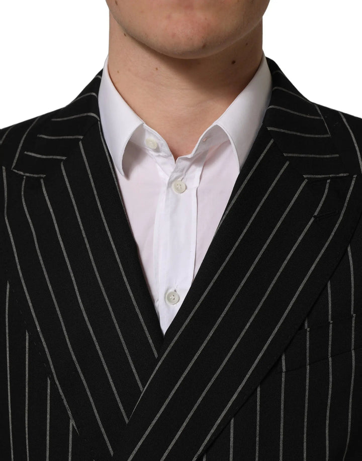 Dolce &amp; Gabbana Sample Sale | Dolce &amp; Gabbana Black Stripes Wool Double Breasted Jacket - | Designer outlet