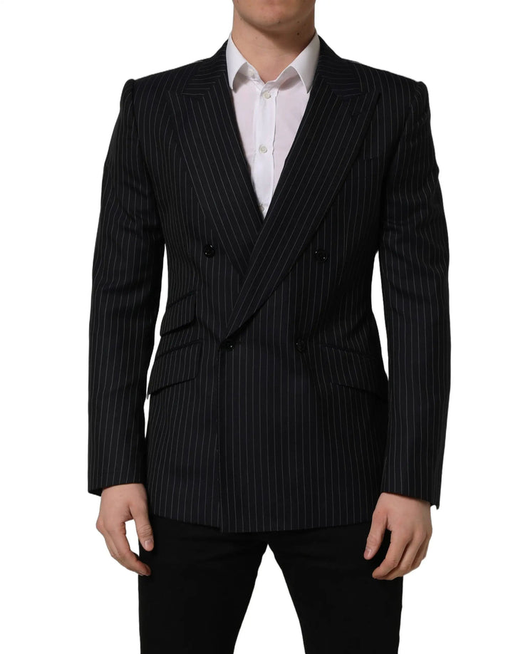 Dolce &amp; Gabbana Sample Sale | Dolce &amp; Gabbana Black Stripes Wool Double Breasted Jacket - | Designer outlet