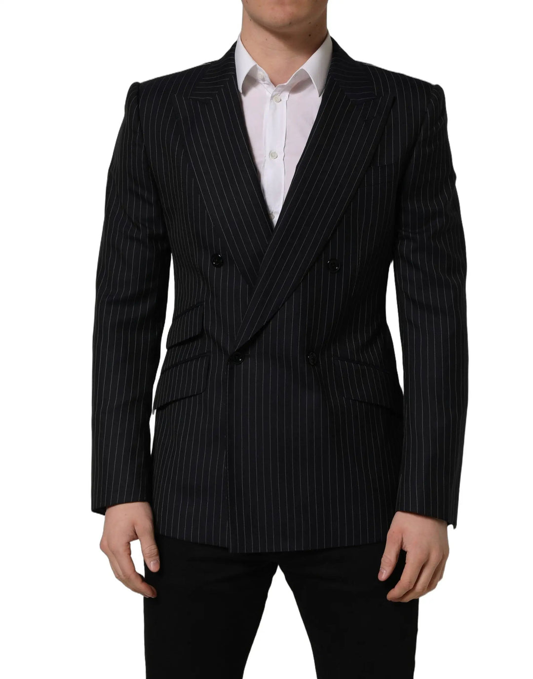 Dolce &amp; Gabbana Sample Sale | Dolce &amp; Gabbana Black Stripes Wool Double Breasted Jacket - | Designer outlet
