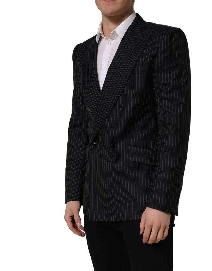 Dolce &amp; Gabbana Sample Sale | Dolce &amp; Gabbana Black Stripes Wool Double Breasted Jacket - | Designer outlet