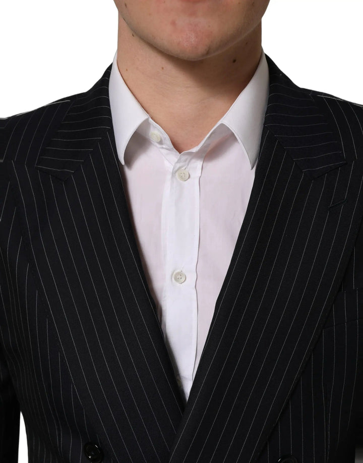 Dolce &amp; Gabbana Sample Sale | Dolce &amp; Gabbana Black Stripes Wool Double Breasted Jacket - | Designer outlet