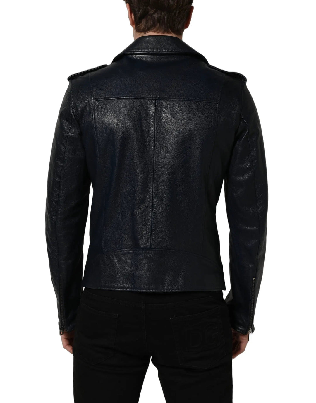 Dolce &amp; Gabbana Sample Sale | Dolce &amp; Gabbana Black Leather Men Biker Coat Goatskin Jacket - | Designer outlet