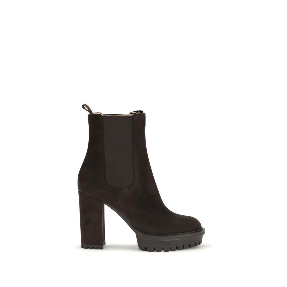 Gianvito Rossi Sample Sale | Gianvito Rossi Brown Calf Leather Bos Taurus Ankle Boots - | Designer outlet