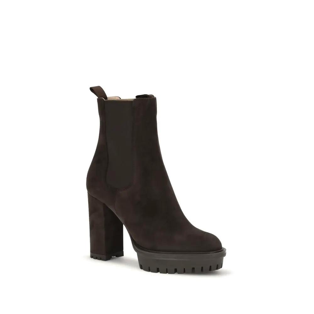 Gianvito Rossi Sample Sale | Gianvito Rossi Brown Calf Leather Bos Taurus Ankle Boots - | Designer outlet