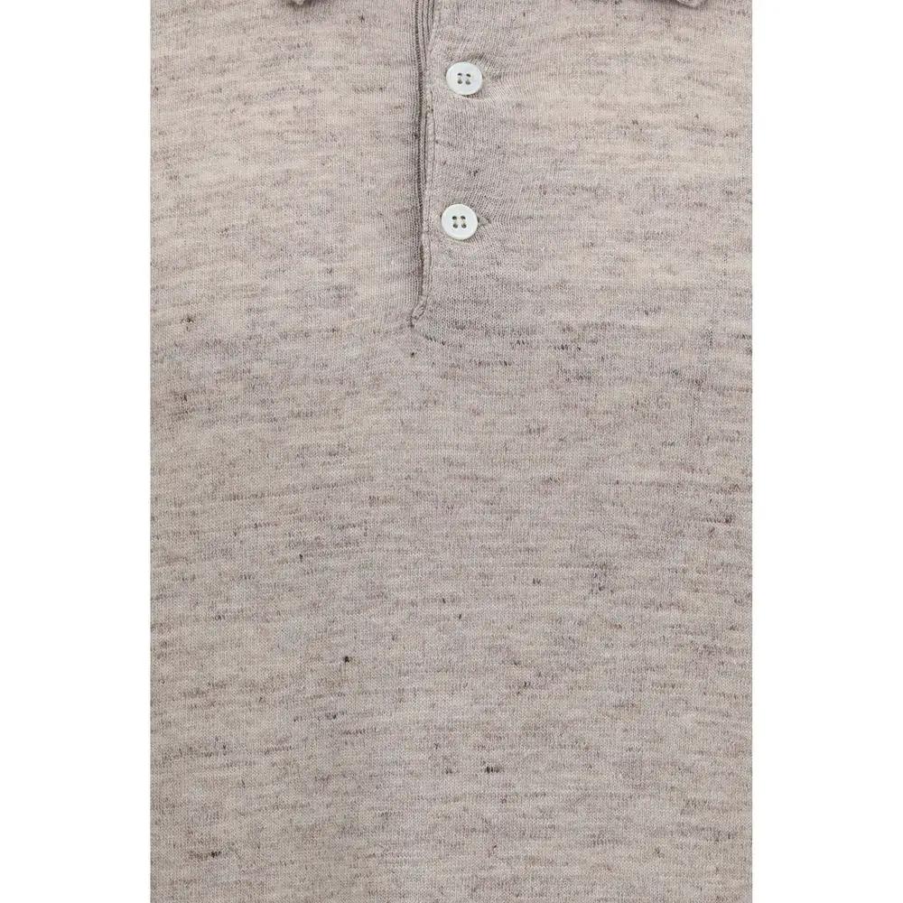 Brunello Cucinelli Sample Sale | Brunello Cucinelli Beige Linen Polo Shirt - | Designer outlet