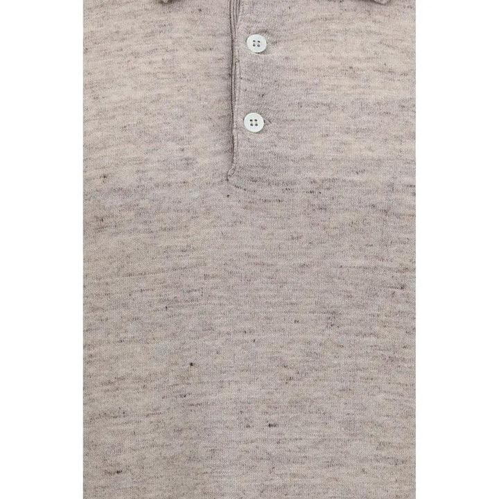 Brunello Cucinelli Sample Sale | Brunello Cucinelli Beige Linen Polo Shirt - | Designer outlet