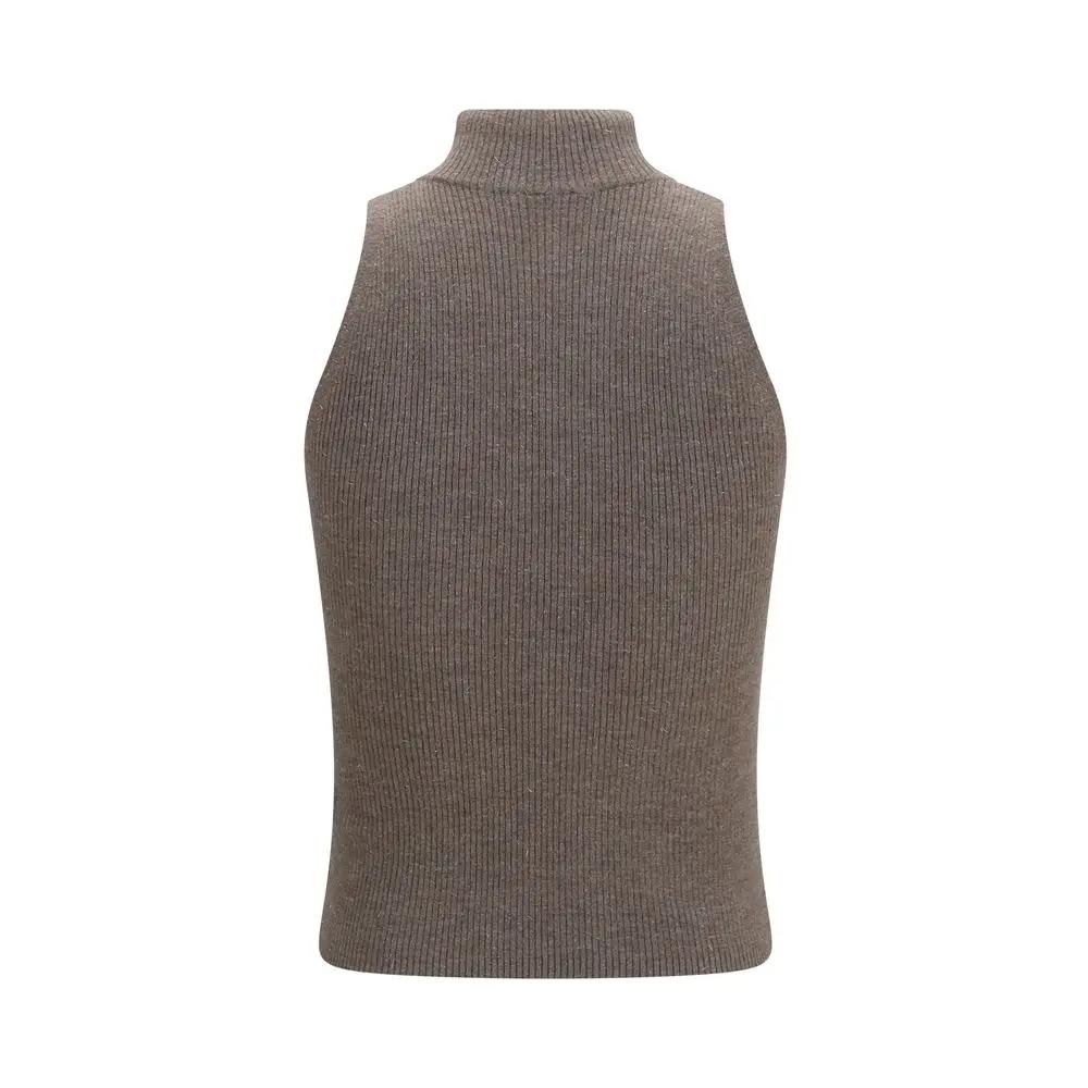 Brunello Cucinelli Sample Sale | Brunello Cucinelli Brown Cashmere Sleeveless Jacket - | Designer outlet