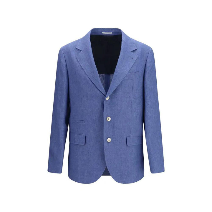Brunello Cucinelli Sample Sale | Brunello Cucinelli Blue Linen Full-Length Jacket - | Designer outlet