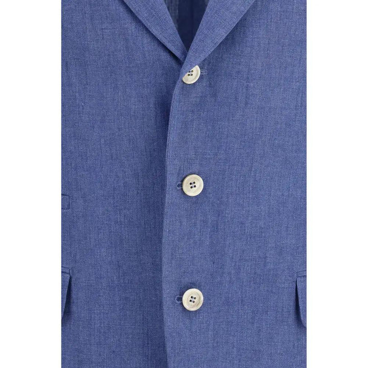 Brunello Cucinelli Sample Sale | Brunello Cucinelli Blue Linen Full-Length Jacket - | Designer outlet