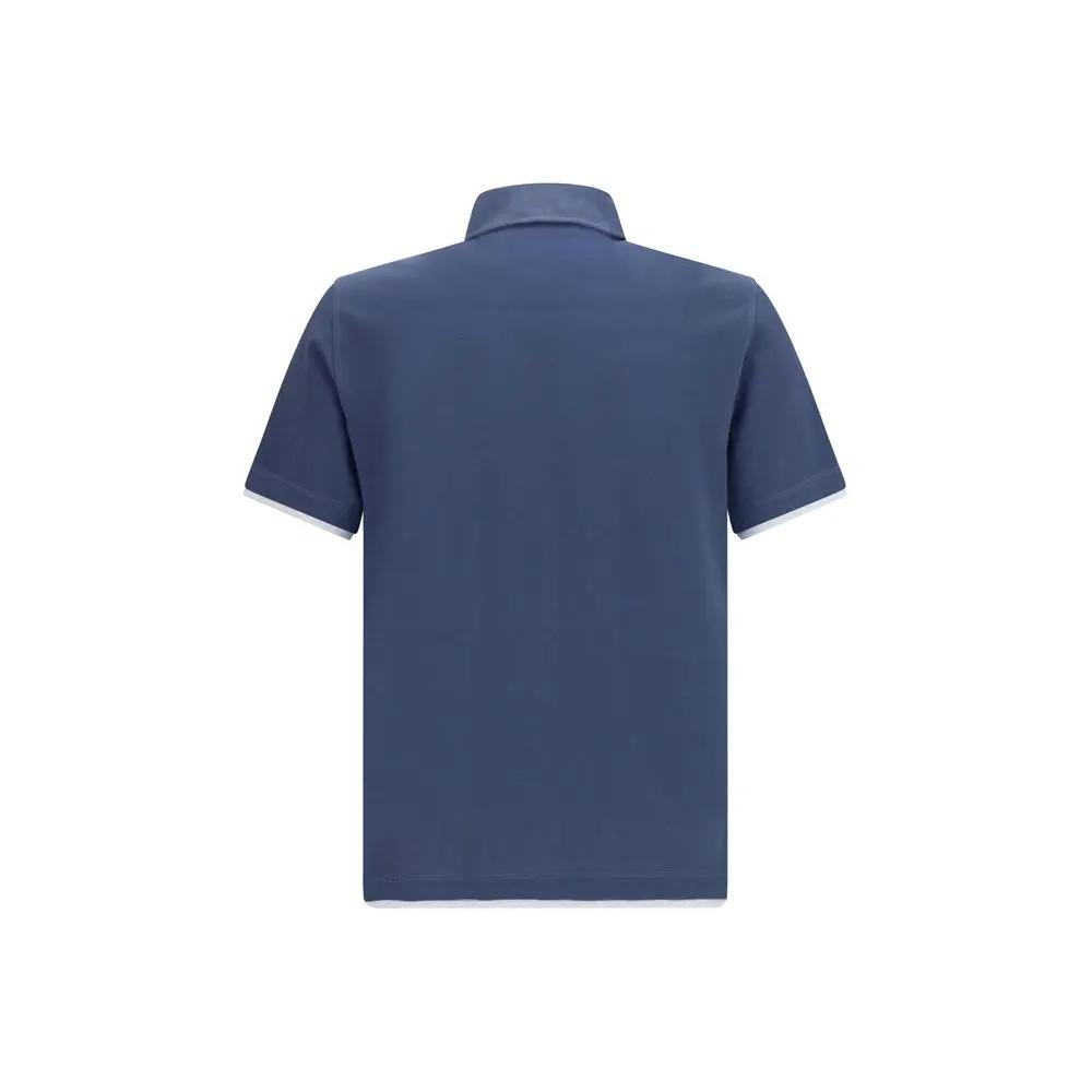 Brunello Cucinelli Sample Sale | Brunello Cucinelli Blue Cotton Polo Shirt - | Designer outlet