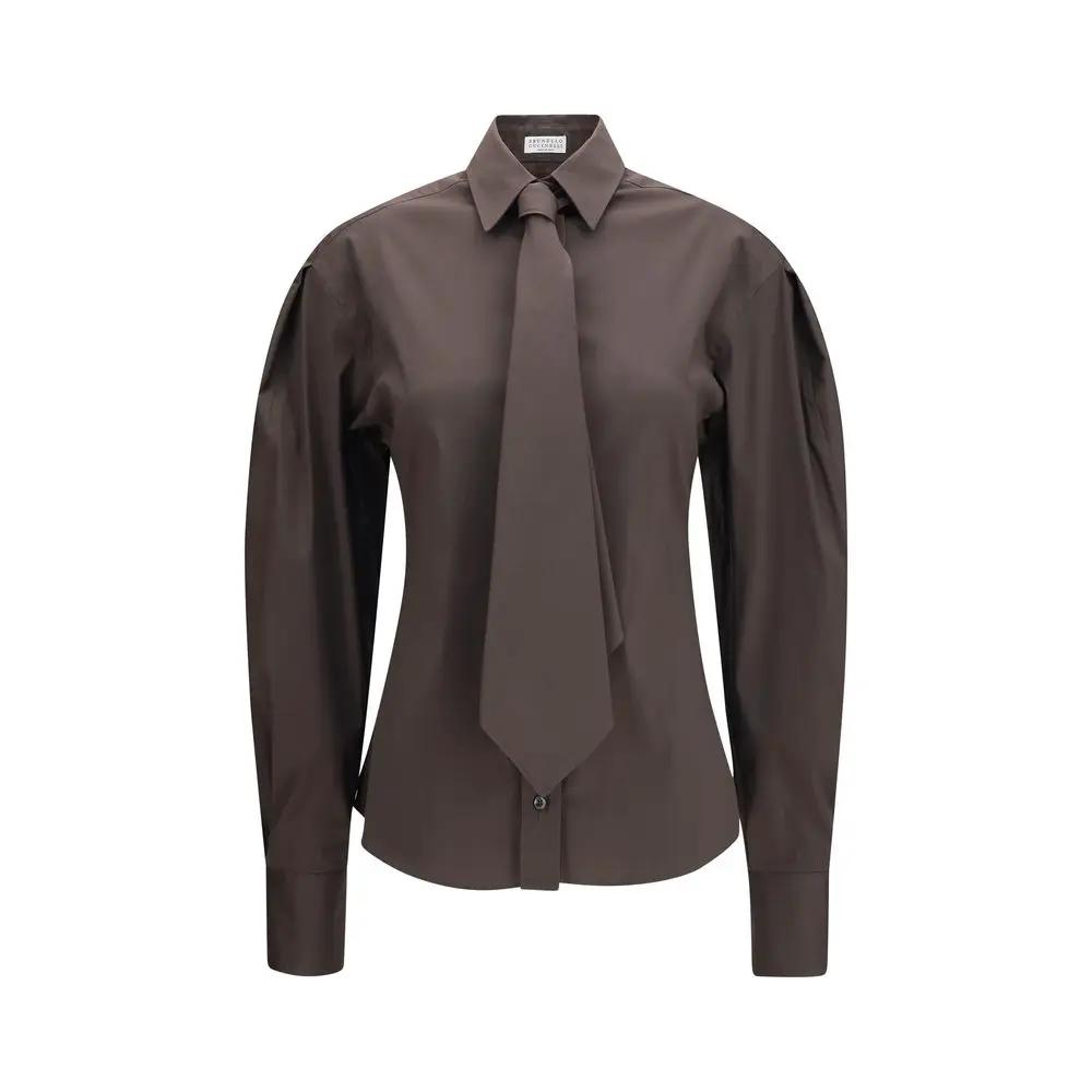 Brunello Cucinelli Sample Sale | Brunello Cucinelli Brown Cotton Dress Shirt - | Designer outlet