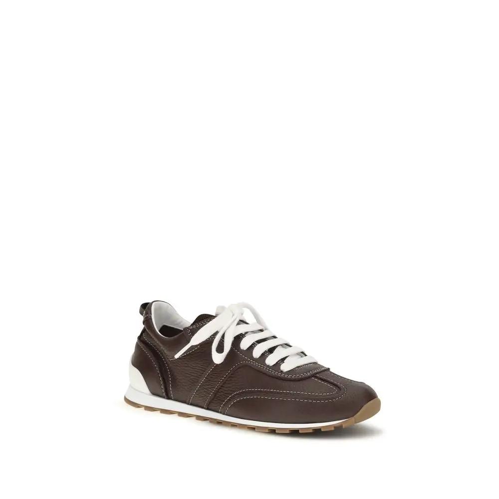 Brunello Cucinelli Sample Sale | Brunello Cucinelli Brown Calf Leather Bos Taurus Athletic Sneakers - | Designer outlet