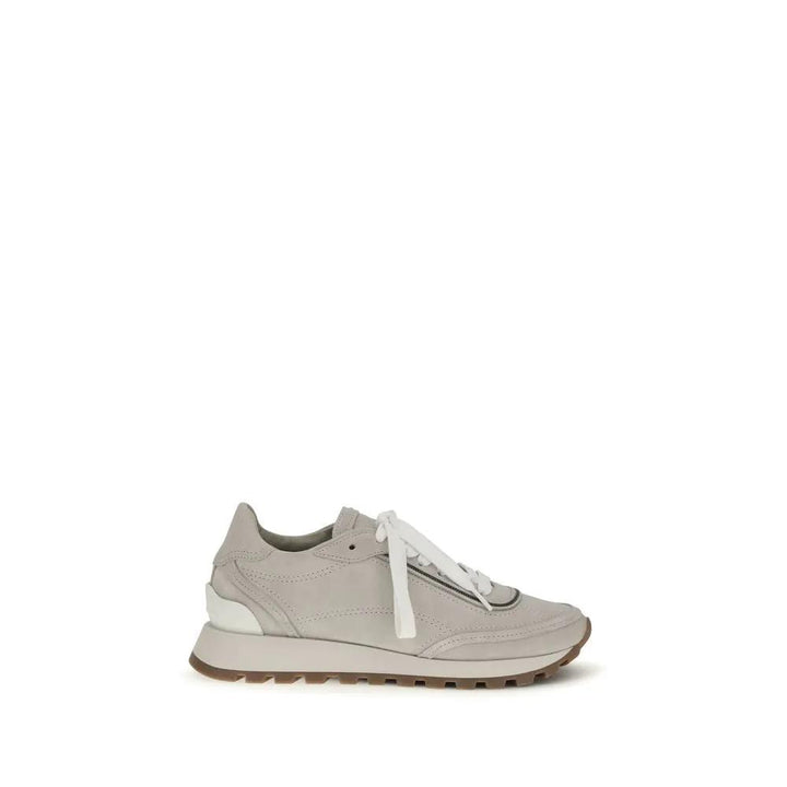 Brunello Cucinelli Sample Sale | Brunello Cucinelli Gray Calf Leather Bos Taurus Athletic Sneakers - | Designer outlet