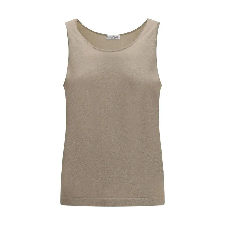Brunello Cucinelli Sample Sale | Brunello Cucinelli Beige Cashmere Sleeveles T-Shirt - | Designer outlet