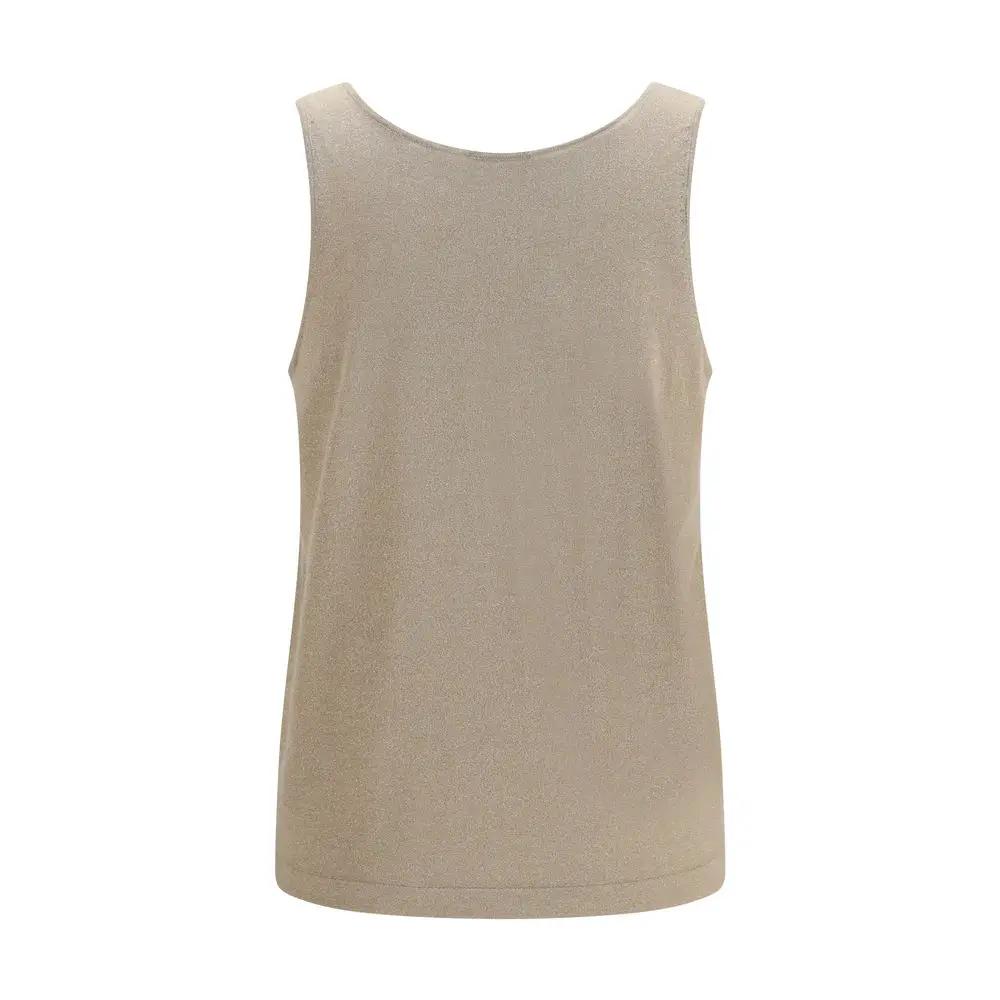 Brunello Cucinelli Sample Sale | Brunello Cucinelli Beige Cashmere Sleeveles T-Shirt - | Designer outlet