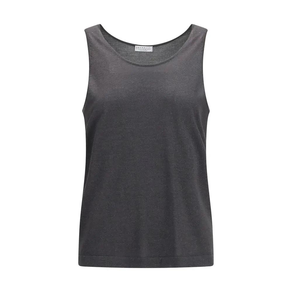 Brunello Cucinelli Sample Sale | Brunello Cucinelli Gray Cashmere Sleeveles T-Shirt - | Designer outlet