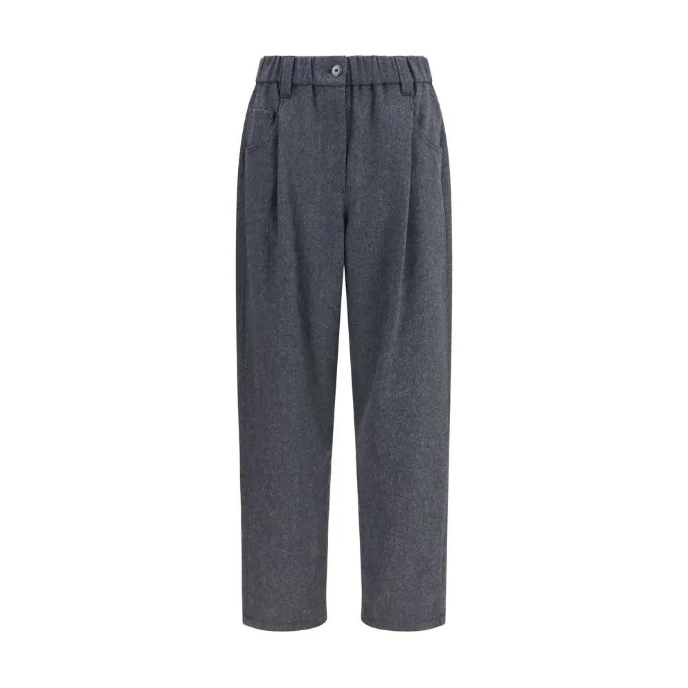 Brunello Cucinelli Sample Sale | Brunello Cucinelli Gray Wool Oves Aries Casual Pants - | Designer outlet
