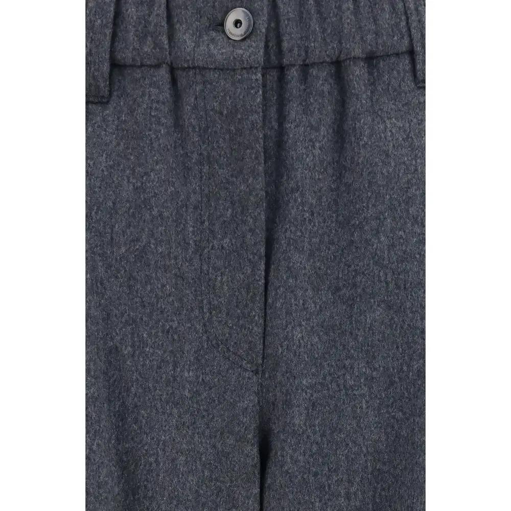 Brunello Cucinelli Sample Sale | Brunello Cucinelli Gray Wool Oves Aries Casual Pants - | Designer outlet