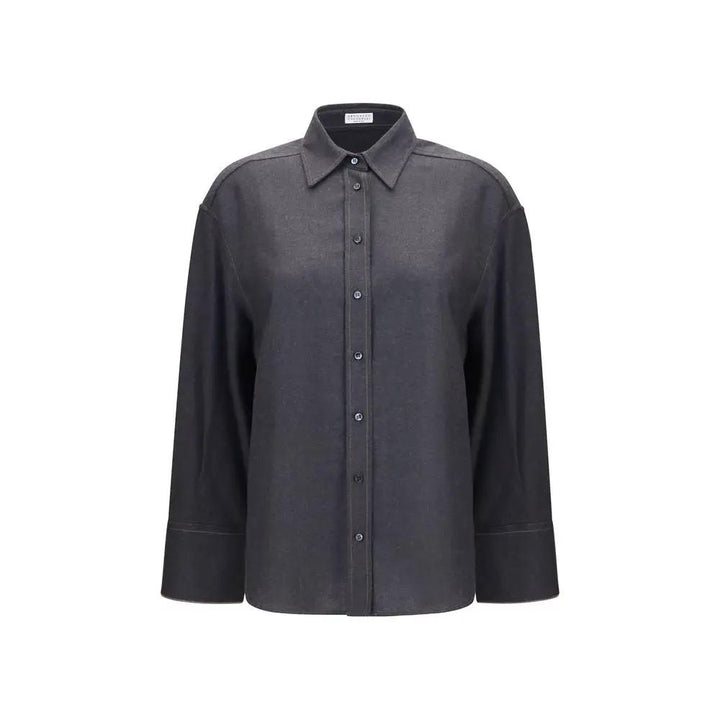 Brunello Cucinelli Sample Sale | Brunello Cucinelli Gray Wool Oves Aries Dress Shirt - | Designer outlet