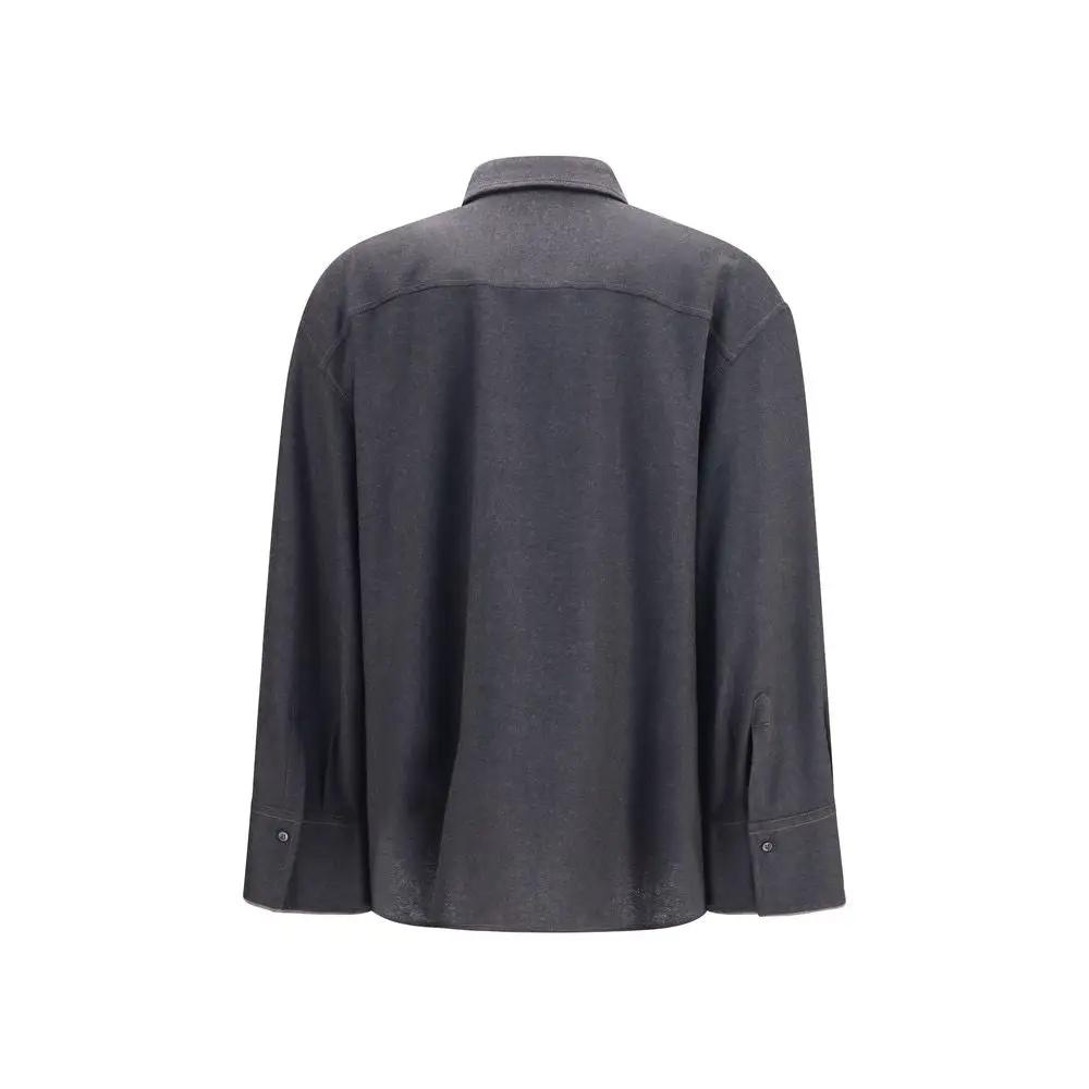 Brunello Cucinelli Sample Sale | Brunello Cucinelli Gray Wool Oves Aries Dress Shirt - | Designer outlet