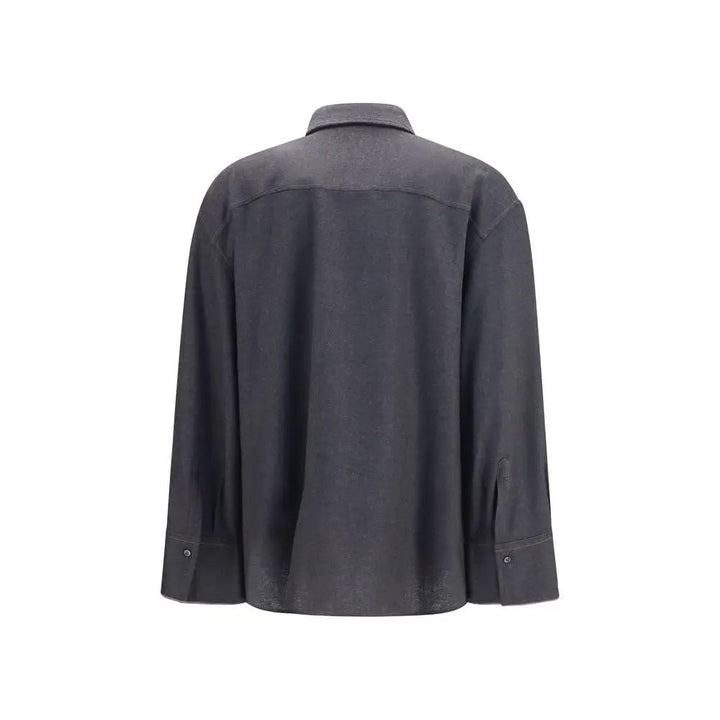 Brunello Cucinelli Sample Sale | Brunello Cucinelli Gray Wool Oves Aries Dress Shirt - | Designer outlet