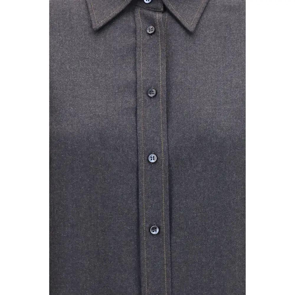Brunello Cucinelli Sample Sale | Brunello Cucinelli Gray Wool Oves Aries Dress Shirt - | Designer outlet