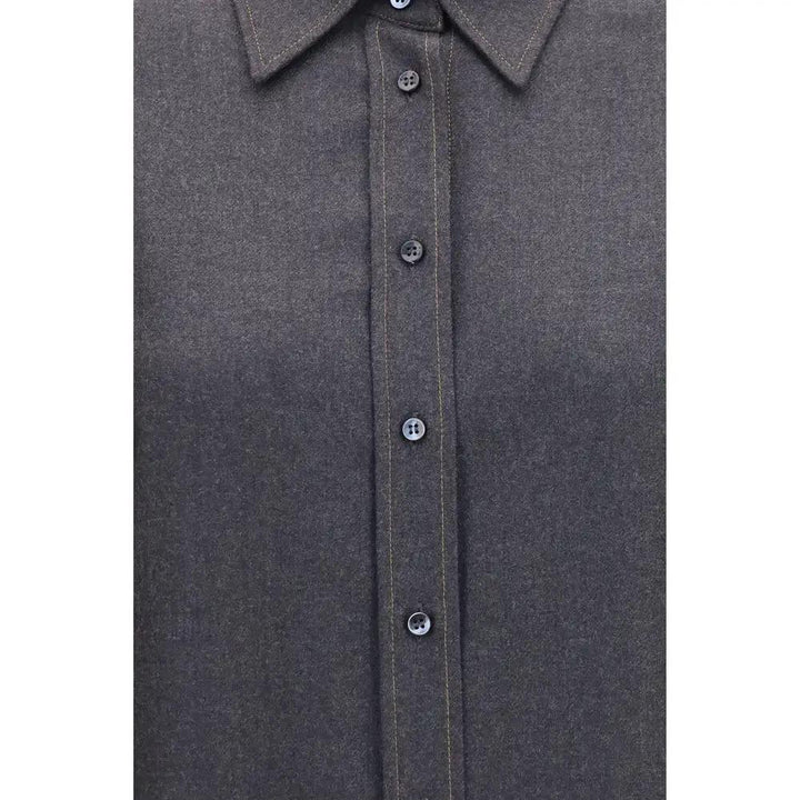 Brunello Cucinelli Sample Sale | Brunello Cucinelli Gray Wool Oves Aries Dress Shirt - | Designer outlet