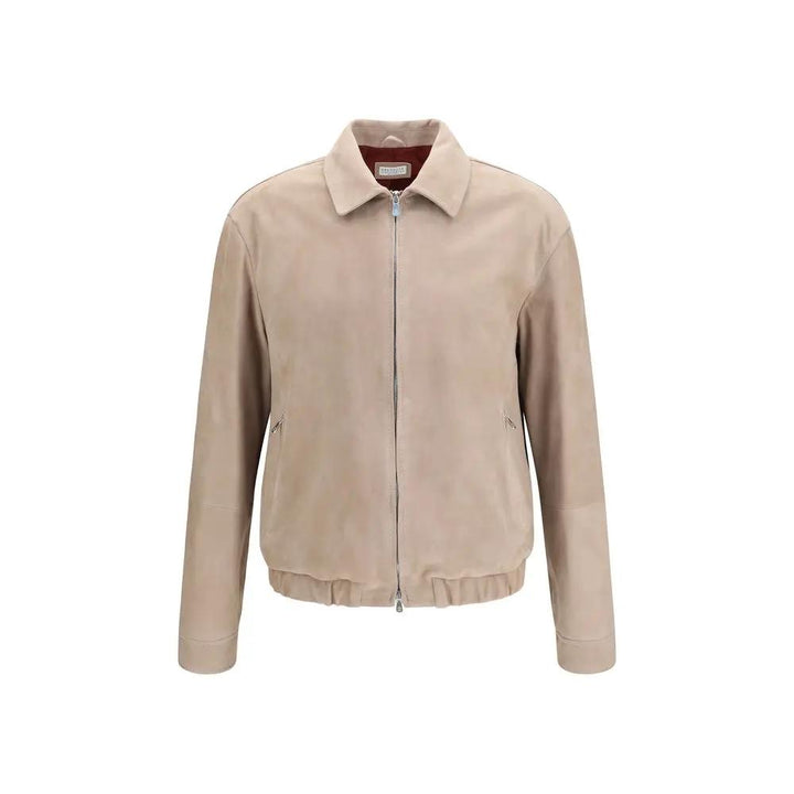 Brunello Cucinelli Sample Sale | Brunello Cucinelli Beige Calf Leather Bos Taurus Bomber - | Designer outlet