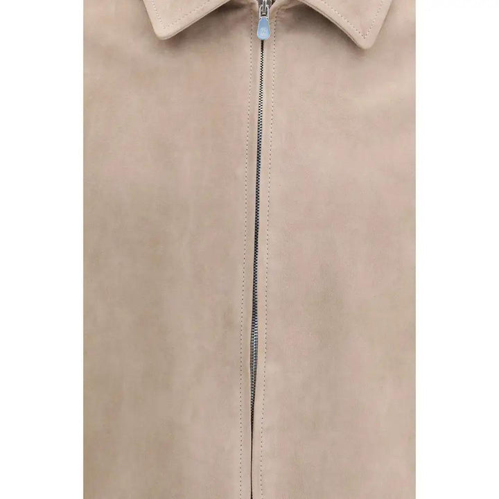 Brunello Cucinelli Sample Sale | Brunello Cucinelli Beige Calf Leather Bos Taurus Bomber - | Designer outlet