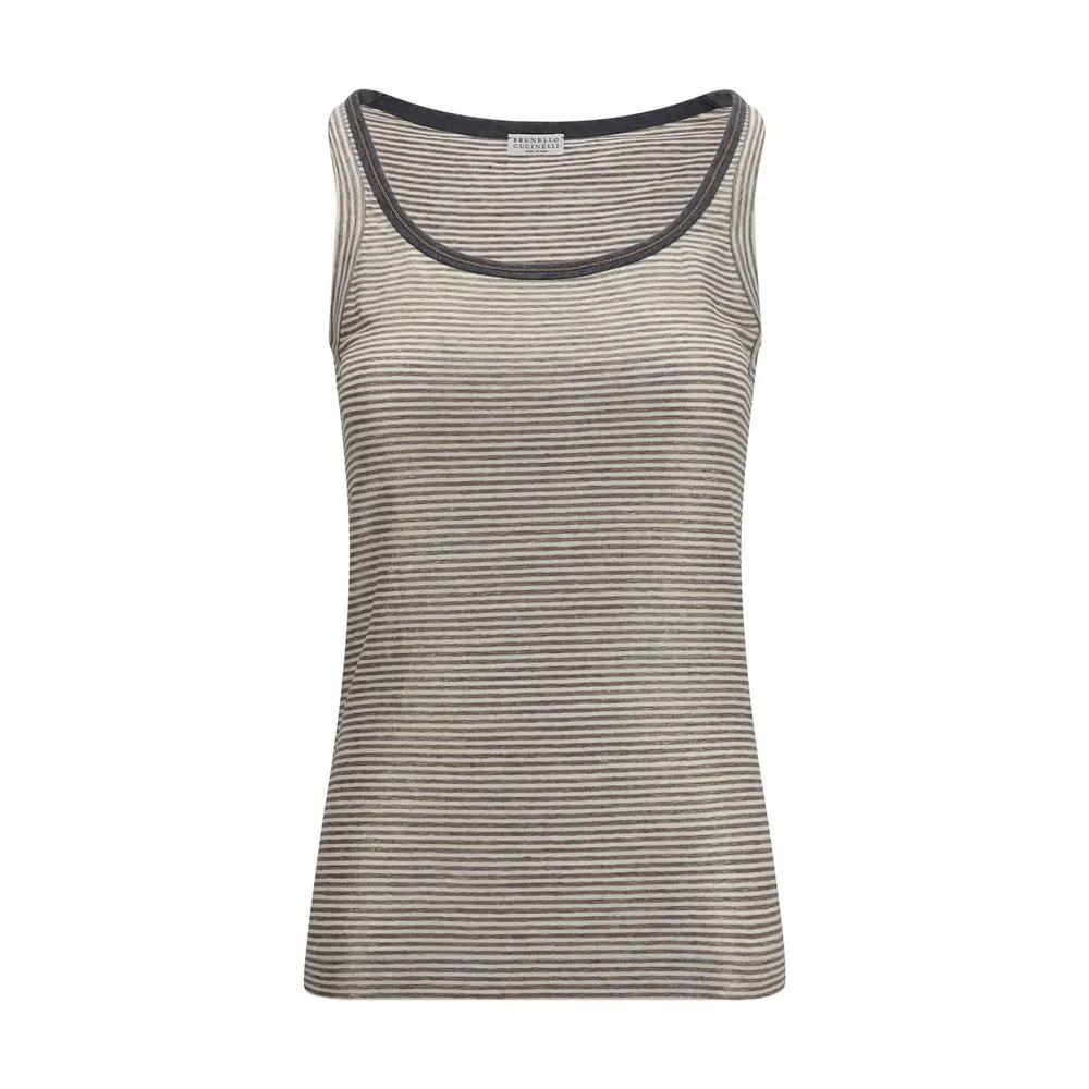 Brunello Cucinelli Sample Sale | Brunello Cucinelli Beige Linen Tank Tops - | Designer outlet