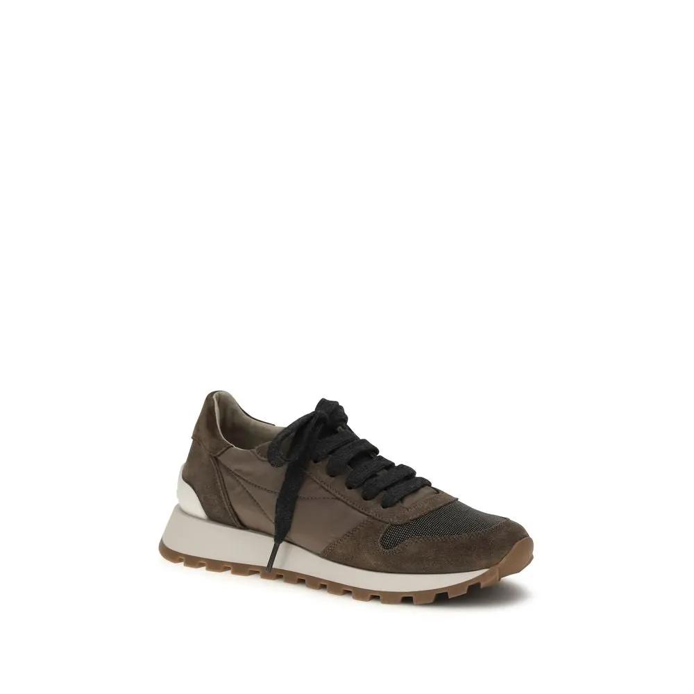 Brunello Cucinelli Sample Sale | Brunello Cucinelli Brown Calf Leather Bos Taurus Athletic Sneakers - | Designer outlet