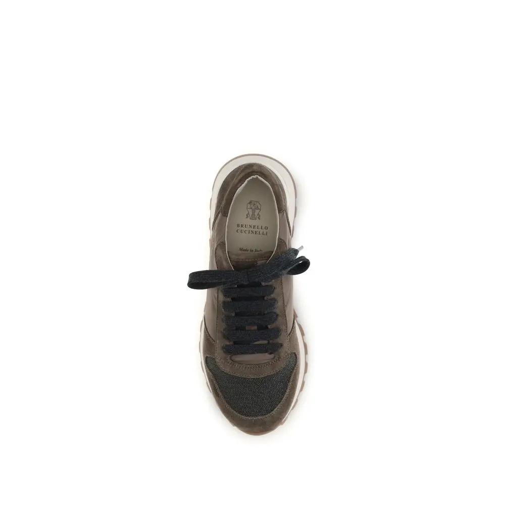 Brunello Cucinelli Sample Sale | Brunello Cucinelli Brown Calf Leather Bos Taurus Athletic Sneakers - | Designer outlet