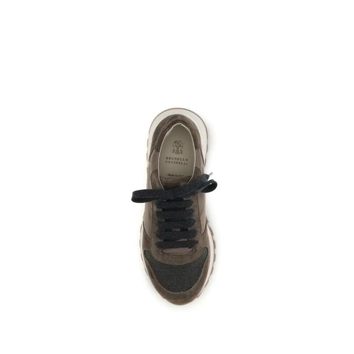 Brunello Cucinelli Sample Sale | Brunello Cucinelli Brown Calf Leather Bos Taurus Athletic Sneakers - | Designer outlet
