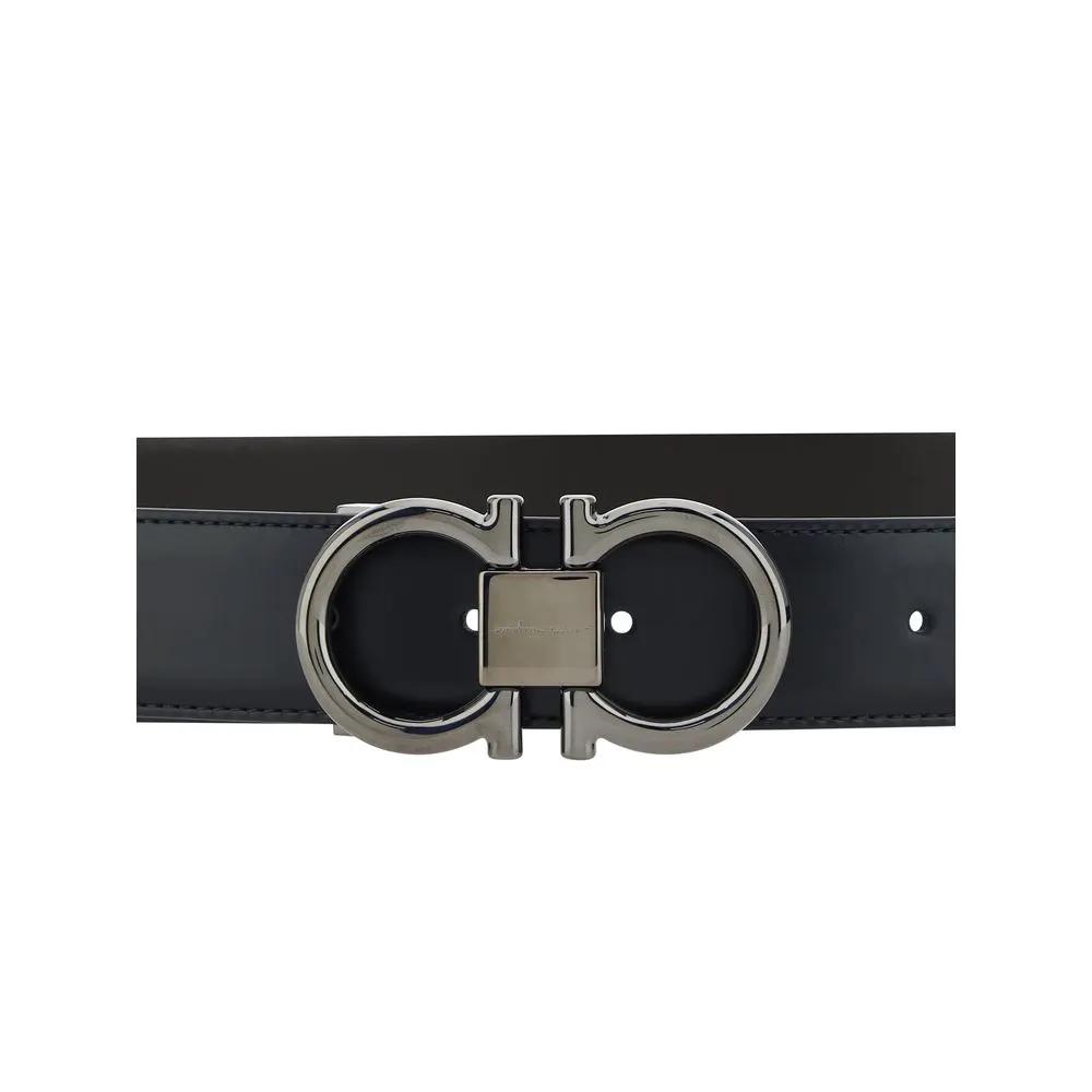 Ferragamo Sample Sale | Ferragamo Black Calf Leather Bos Taurus Regular Belt - | Designer outlet