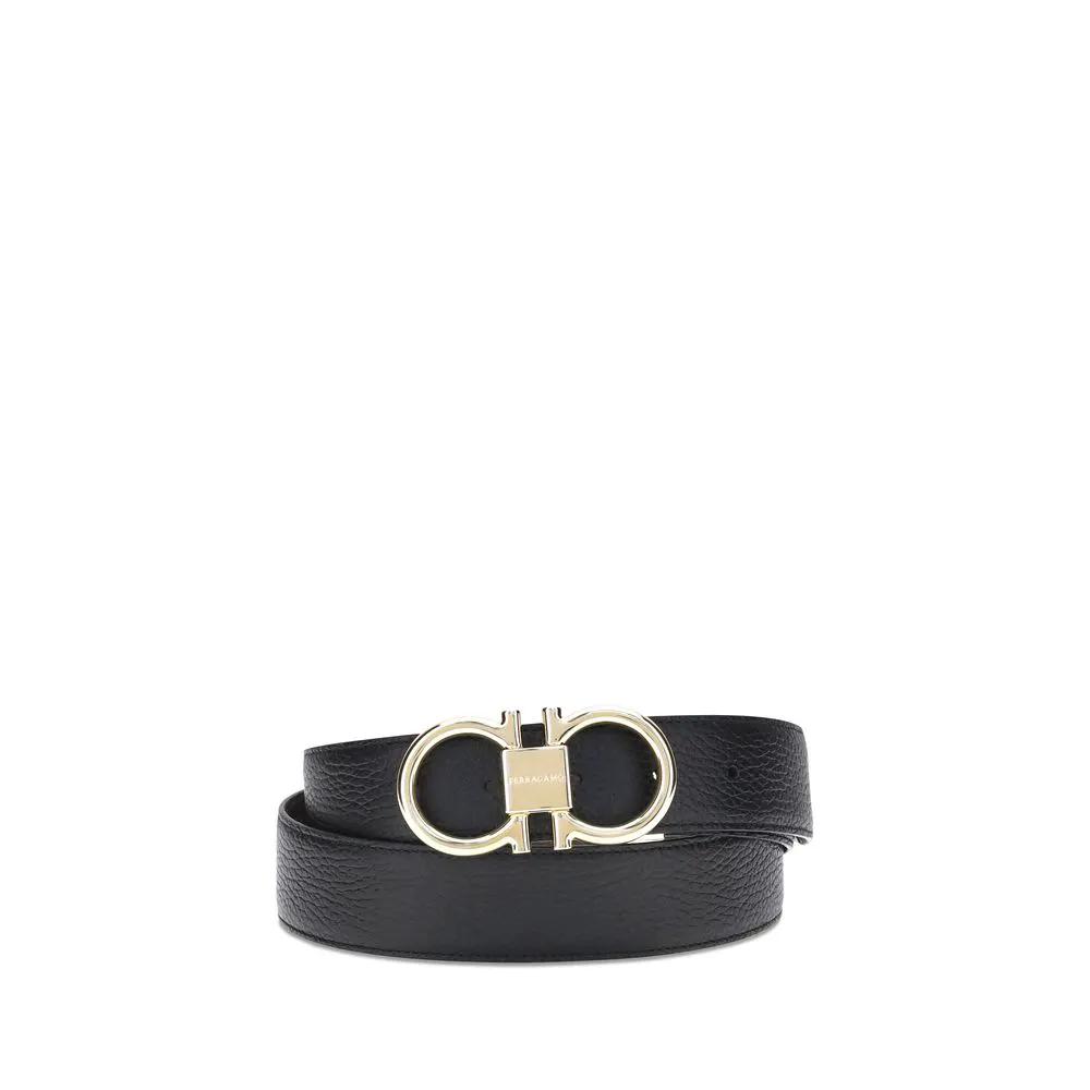 Ferragamo Sample Sale | Ferragamo Black Calf Leather Bos Taurus Regular Belt - | Designer outlet