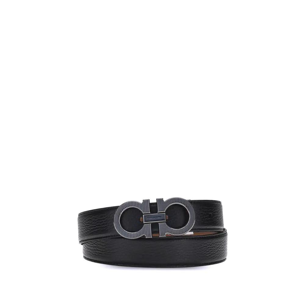 Ferragamo Sample Sale | Ferragamo Black Calf Leather Bos Taurus Regular Belt - | Designer outlet