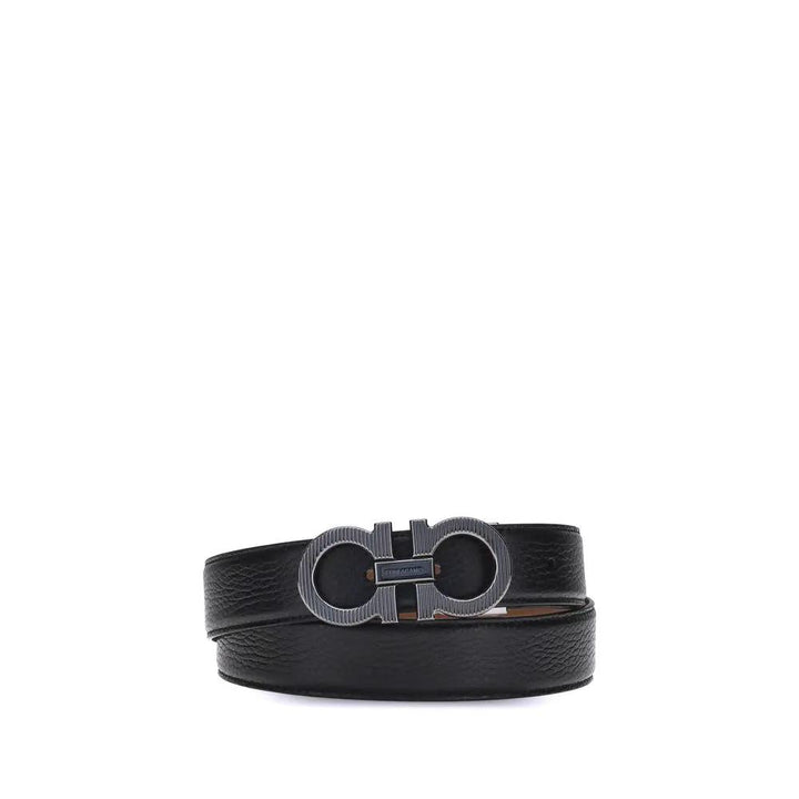 Ferragamo Sample Sale | Ferragamo Black Calf Leather Bos Taurus Regular Belt - | Designer outlet