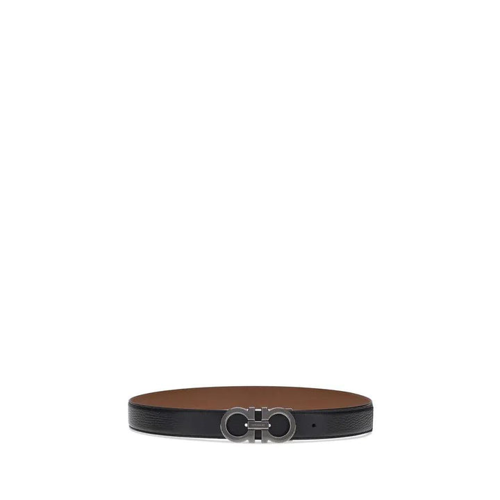 Ferragamo Sample Sale | Ferragamo Black Calf Leather Bos Taurus Regular Belt - | Designer outlet