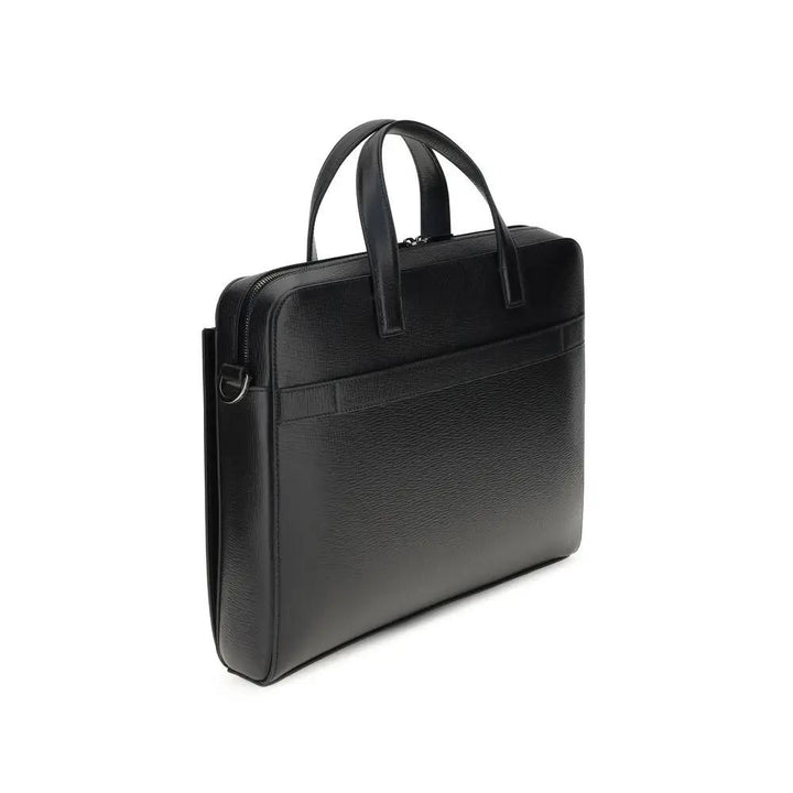 Ferragamo Sample Sale | Ferragamo Black Calf Leather Bos Taurus Briefcase - | Designer outlet