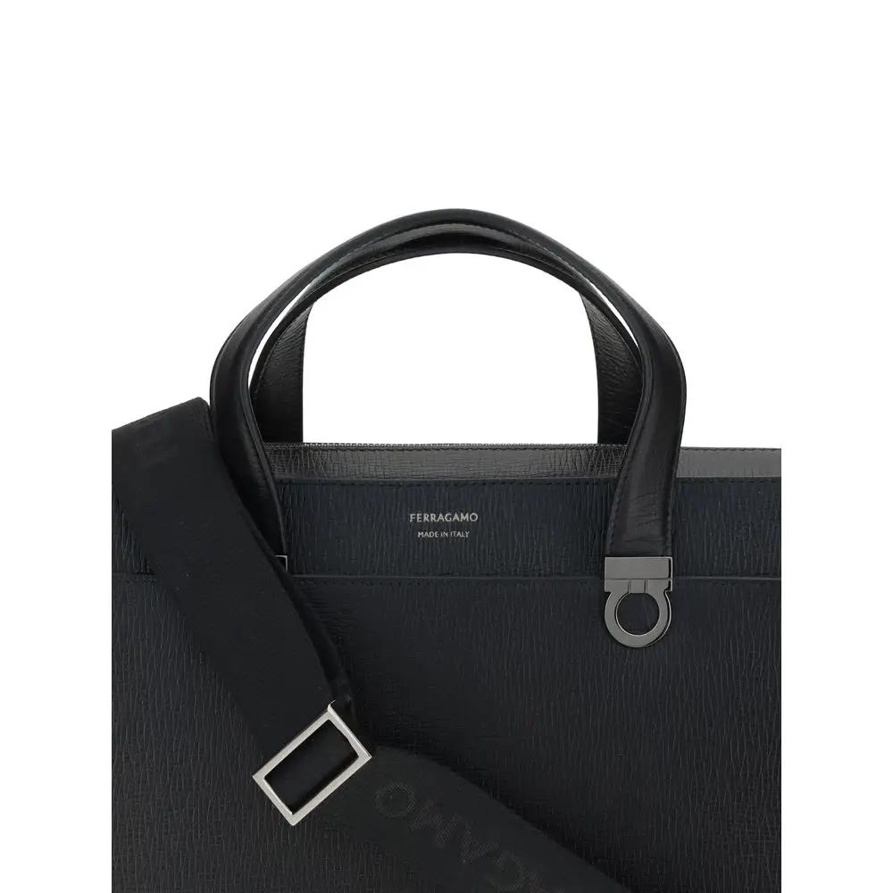 Ferragamo Sample Sale | Ferragamo Black Calf Leather Bos Taurus Briefcase - | Designer outlet